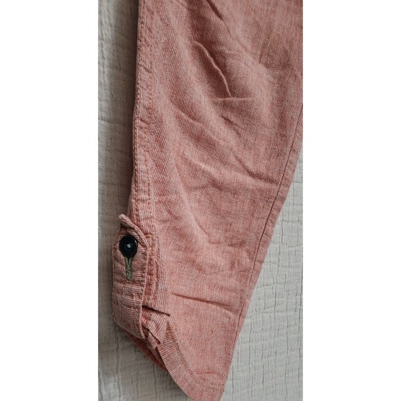 Anthropologie Hei Hei Pants Crop‎ Pockets Pull On Women's Sz XS Pink Coral Linen - Picture 3 of 12